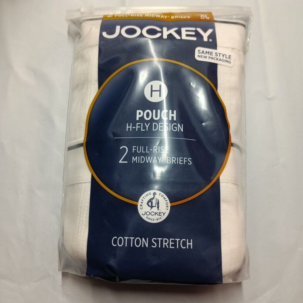 Jockey Men's Pouch 2 Midway Briefs H Fly Design Classic White Size‎ XL (40-42)